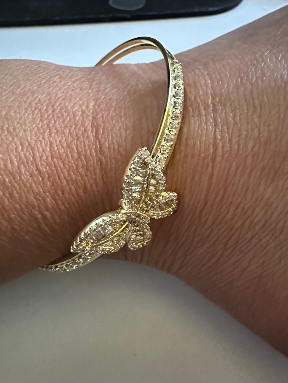 Elegant Gold Butterfly Bangle Bracelet - Women's Jewelry